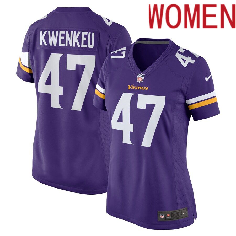 Women Minnesota Vikings 47 William Kwenkeu Nike Purple Home Game Player NFL Jersey